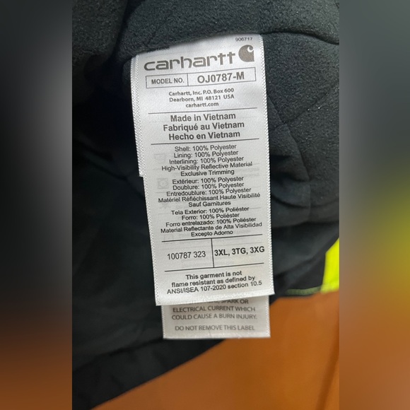 Carhartt Men's High-Vis Waterproof Loose Fit Class 3 Jacket - Picture 7 of 14